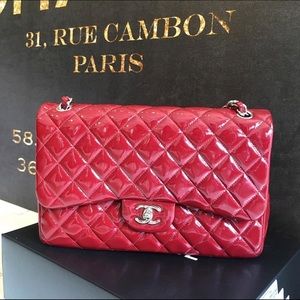 Chanel Patent Jumbo Classic Flap in Red Burgundy